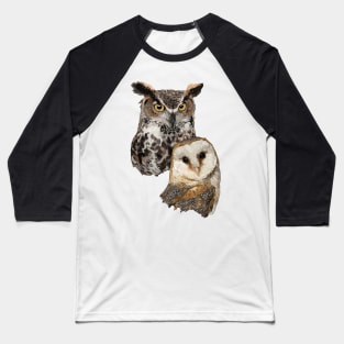 Owl and Barn Owl Baseball T-Shirt